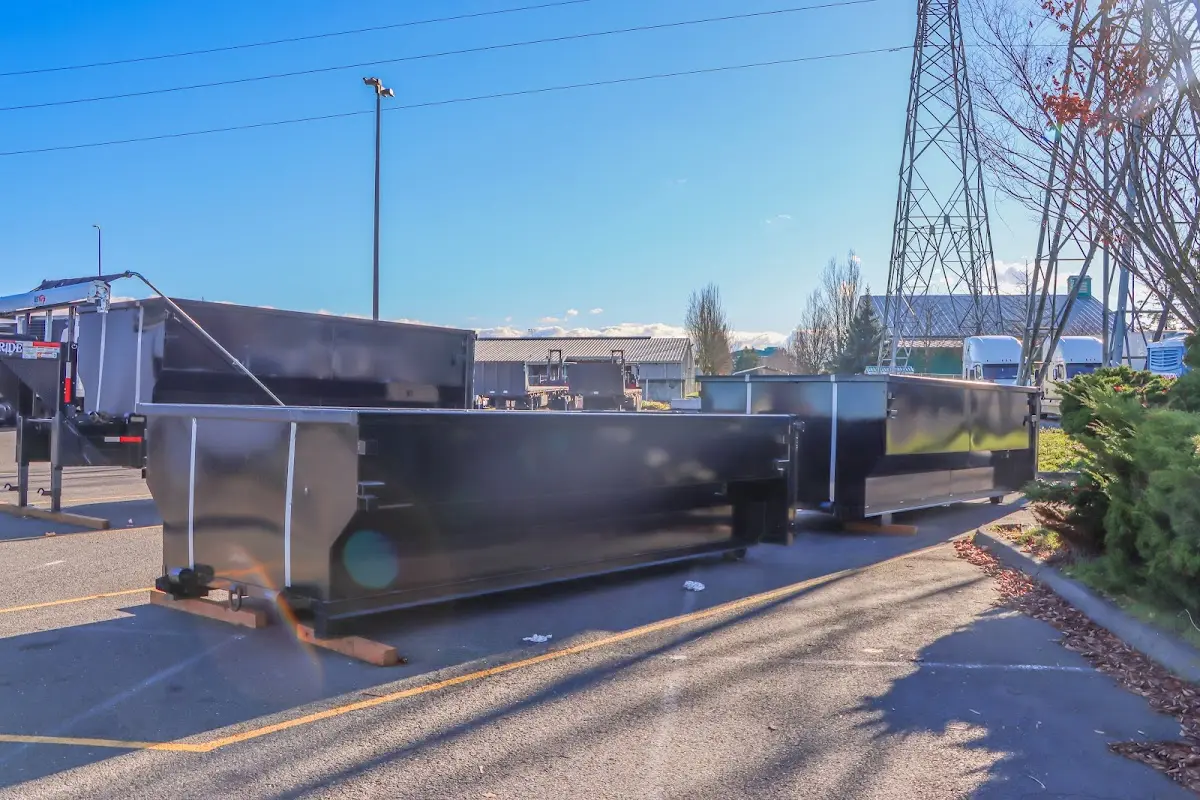Roll-off dumpster ready for waste disposal at job site for Yard Waste Dumpster Rental in Cold Spring